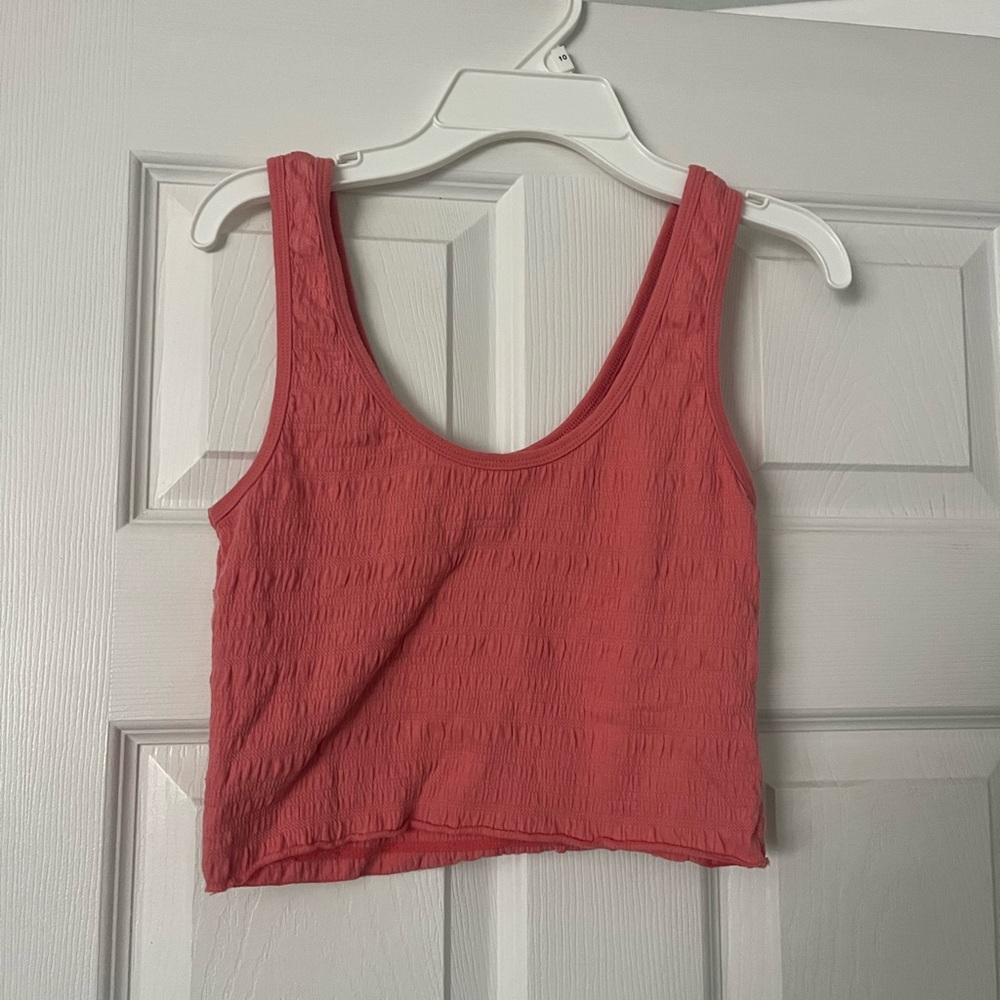 American Eagle Outfitters Textured Pink Tank Top